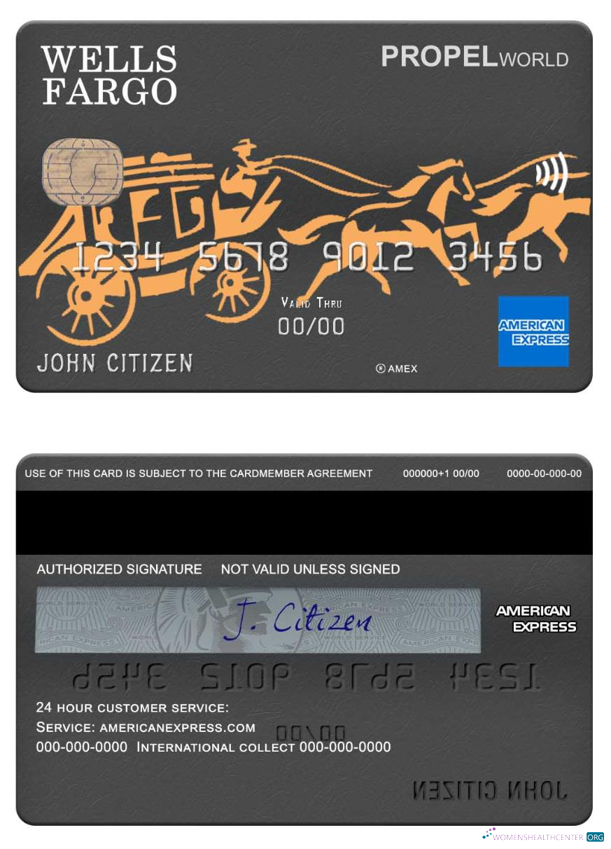 Download USA Wells Fargo bank Amex Card Photoshop template
